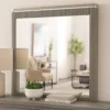 BM339482_5 Gema Dresser Mirror, 38 Inch Light Gray Wood, Reeded Design, Silver Accents