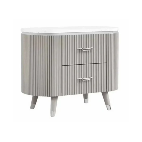 BM339483_c9ca3f59-6bd3-40b4-a76c-23be7877f08e Gema Nightstand, 2 Drawers, Cultured Stone Top, Gray Wood, Silver Trim
