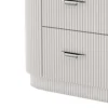 Alda Nightstand w 2 Drawers, Black Stone Top, Light Gray Wood, Silver