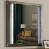 BM339487_5 Levi Dresser Mirror, 38 Inch, Leaf Pattern Molding w LED, Dark Gray Wood