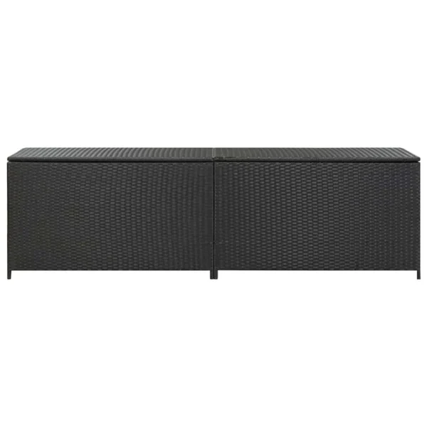 Jer Outdoor Storage Box with Gas Lift, 79 Inch Black Rattan Woven