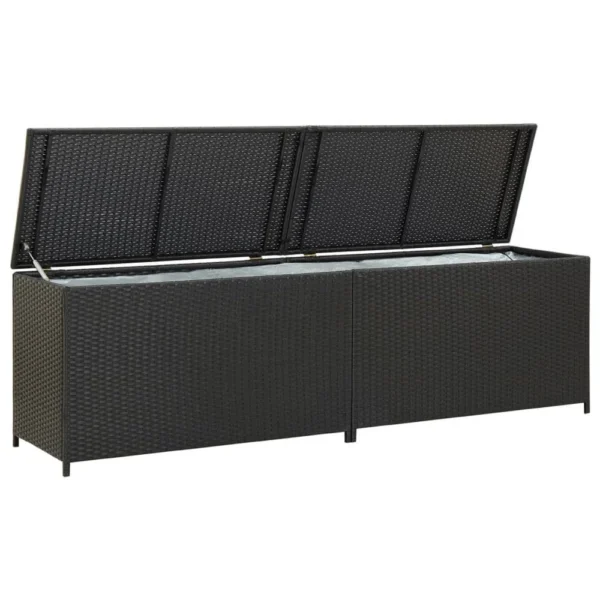 Jer Outdoor Storage Box with Gas Lift, 79 Inch Black Rattan Woven