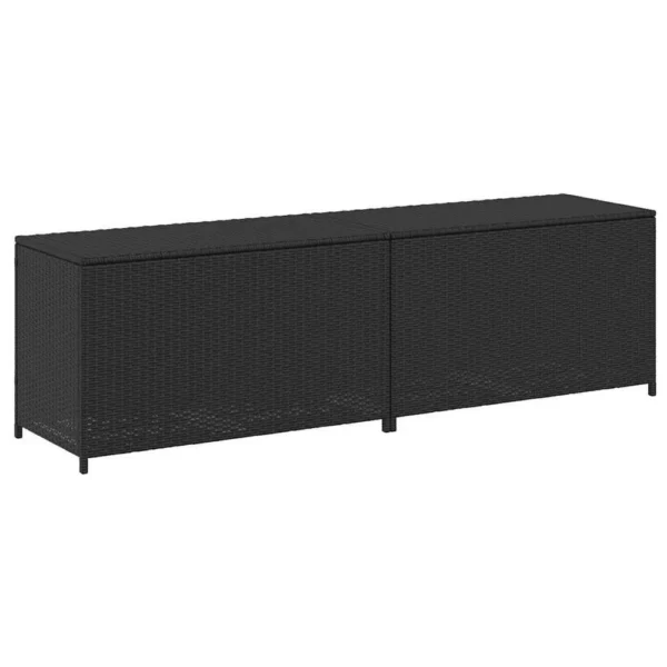 Jer Outdoor Storage Box with Gas Lift, 79 Inch Black Rattan Woven