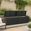 Jer Outdoor Storage Box with Gas Lift, 79 Inch Black Rattan Woven