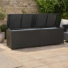 Jer Outdoor Storage Box with Gas Lift, 79 Inch Black Rattan Woven