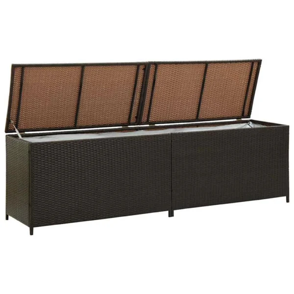 Jer Outdoor Storage Box with Gas Lift, 79 Inch Brown Rattan Woven