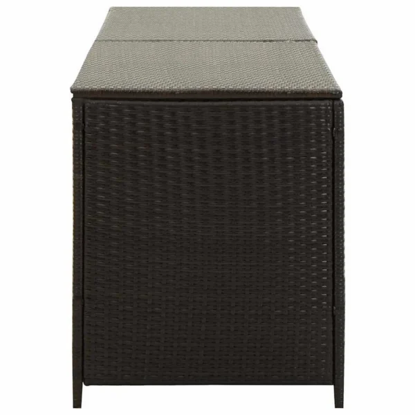 Jer Outdoor Storage Box with Gas Lift, 79 Inch Brown Rattan Woven