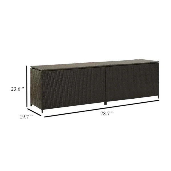 Jer Outdoor Storage Box with Gas Lift, 79 Inch Brown Rattan Woven