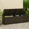 Jer Outdoor Storage Box with Gas Lift, 79 Inch Brown Rattan Woven