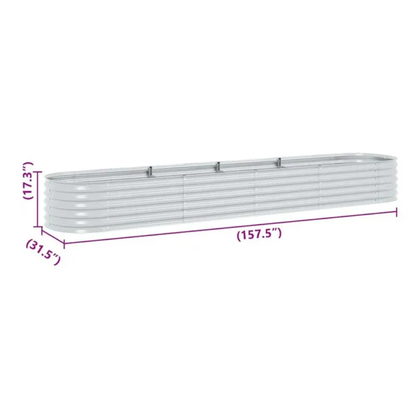 Bery Outdoor Veg Garden Raised Bed, Galvanized Steel, 158 Inch