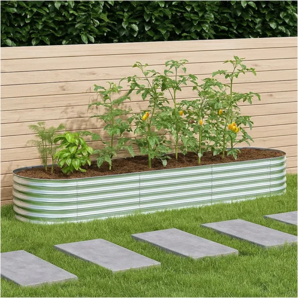 Bery Outdoor Veg Garden Raised Bed, Galvanized Steel, 158 Inch