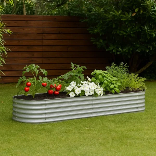 Bery Outdoor Veg Garden Raised Bed, Galvanized Steel, 158 Inch