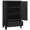 Coy Tall Storage Cabinet, 2 Drawers w 2 Mesh Front Doors, Metal Frame, Black