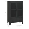 Coy Tall Storage Cabinet, 2 Drawers w 2 Mesh Front Doors, Metal Frame, Black