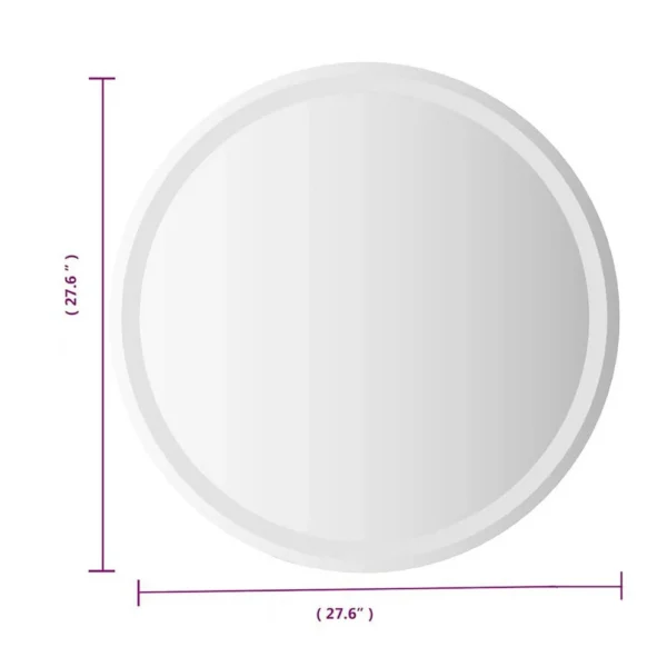 Mio Round Bathroom Wall Mirror, 28 Inch, Built In LED w USB Plug