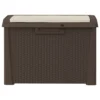 Jely Outdoor Garden Storage Box w Seat Cushion, 29 Inch, Brown