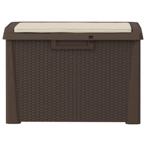 Jely Outdoor Garden Storage Box w Seat Cushion, 29 Inch, Brown