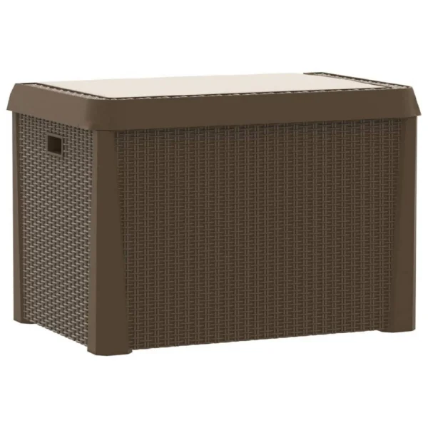 Jely Outdoor Garden Storage Box w Seat Cushion, 29 Inch, Brown