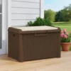 Jely Outdoor Garden Storage Box w Seat Cushion, 29 Inch, Brown