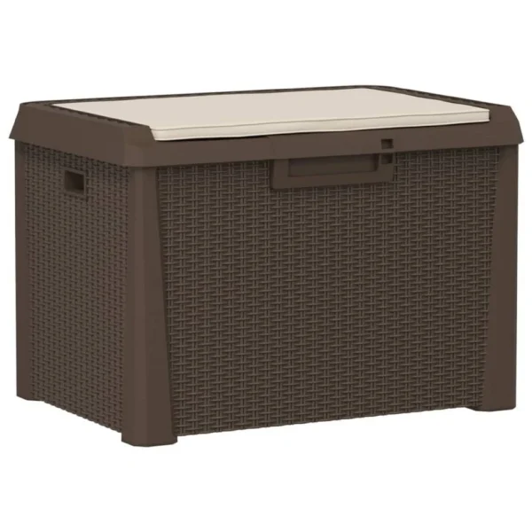 Jely Outdoor Garden Storage Box w Seat Cushion, 29 Inch, Brown