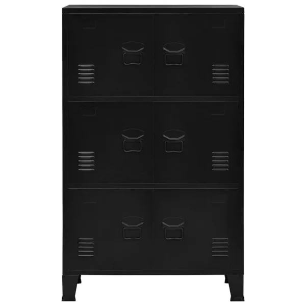 Nix Tall Storage Chest, 6 Doors with 3 Shelves, Matte Black Steel