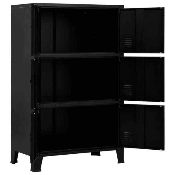 Nix Tall Storage Chest, 6 Doors with 3 Shelves, Matte Black Steel