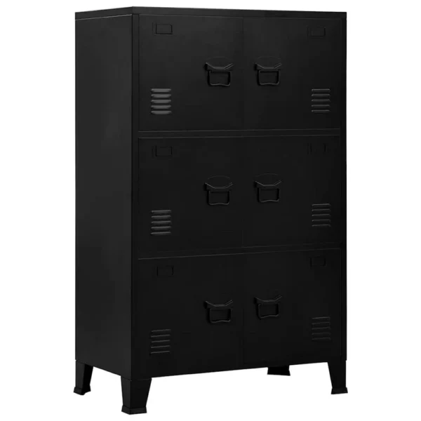 Nix Tall Storage Chest, 6 Doors with 3 Shelves, Matte Black Steel