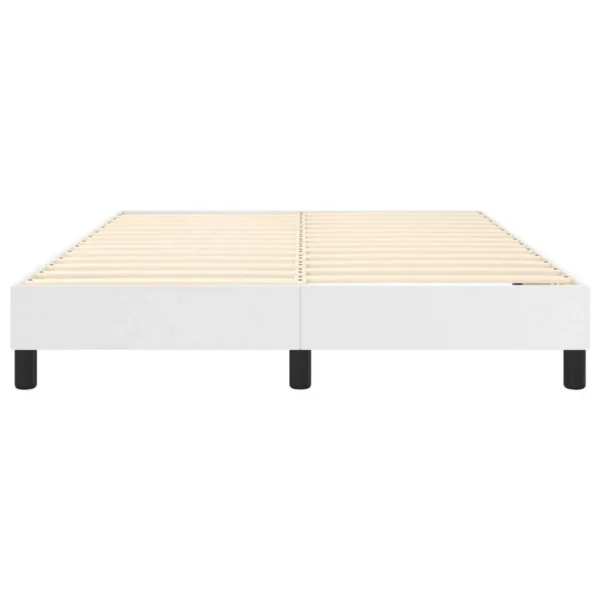 Yeri Full Size Bed Frame, White Faux Leather, Low Profile Legs