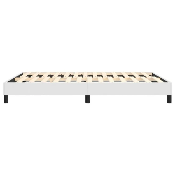 Yeri Full Size Bed Frame, White Faux Leather, Low Profile Legs
