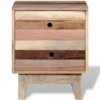 Gloria Bedside Cabinet with 2 Drawers, Tapered Legs, Beige Solid Wood