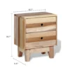 Gloria Bedside Cabinet with 2 Drawers, Tapered Legs, Beige Solid Wood
