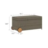 Saki Outdoor Storage Box, Rectangular Gray Poly Rattan, Wood Wheels