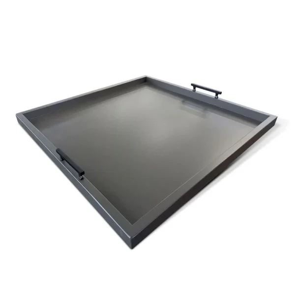 Yela Decorative Tray, 27x27 Square with Black Handles, Urban Bronze