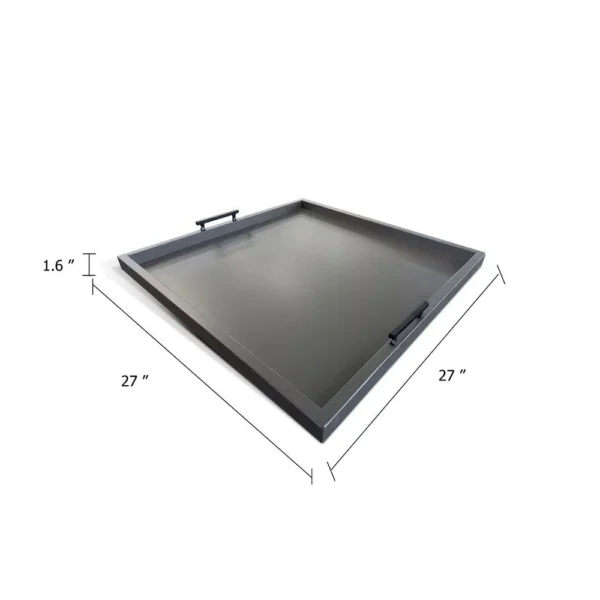 Yela Decorative Tray, 27x27 Square with Black Handles, Urban Bronze