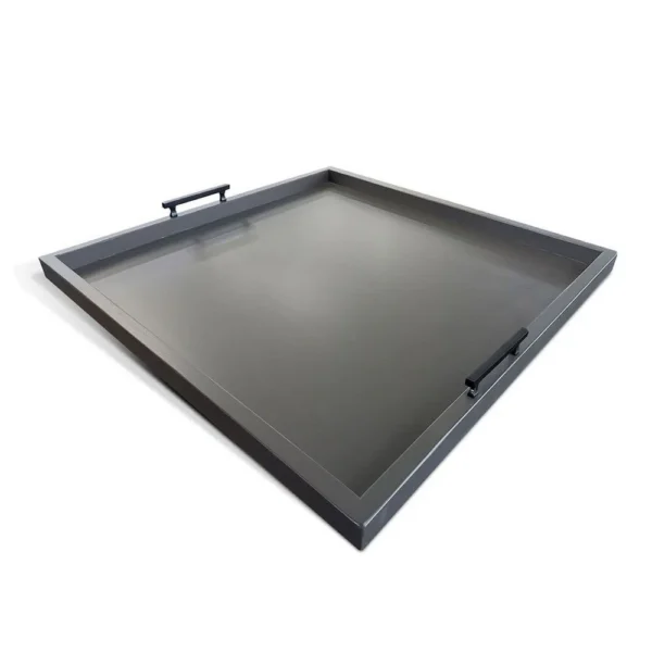 Yela Decorative Tray, 27x27 Square with Black Handles, Urban Bronze