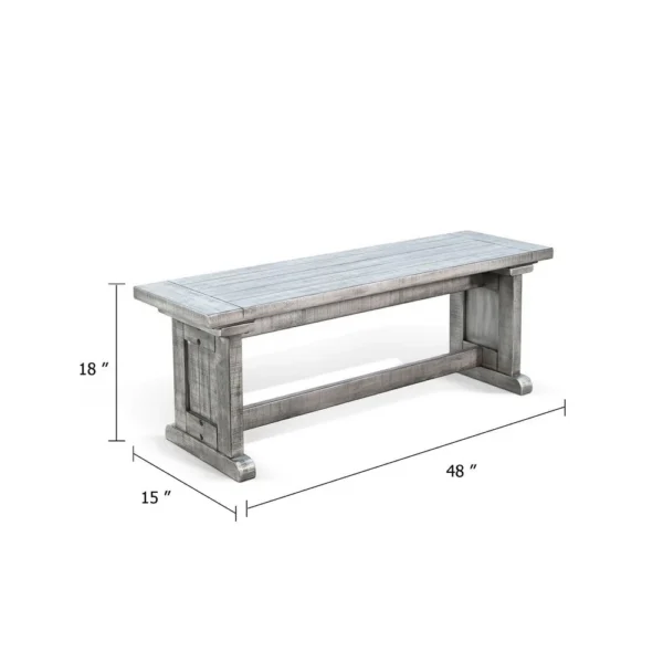 BM339798_4_4adb0f37-e2bd-4260-834b-92553a385b22 Bench, 48 Inch Wide Farmhouse Plank Style Seat, Gray Pedestal Base