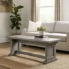BM339798_5 Bench, 48 Inch Wide Farmhouse Plank Style Seat, Gray Pedestal Base
