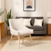 BM339851_5 Livvy Low Back Dining Chair Set of 2, Light Gray Fabric, Wheat Brown Wood