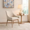 BM339851_6 Livvy Low Back Dining Chair Set of 2, Light Gray Fabric, Wheat Brown Wood
