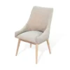 Livvy High Back Dining Chair Set of 2, Light Gray Fabric, Wheat Brown Wood