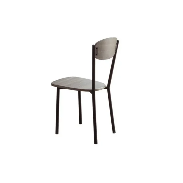 Jiho 5pc Dining Table and 4 Chairs Set, Graywash, Black Metal Base