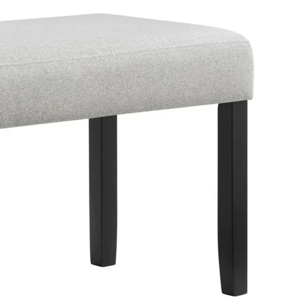 Riac Dining Bench, 41 Inch Dove Gray Fabric Seat, Black Wood Legs