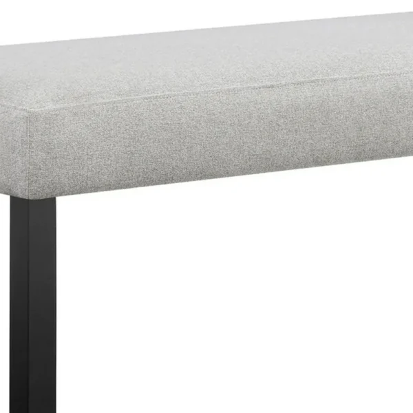 Riac Dining Bench, 41 Inch Dove Gray Fabric Seat, Black Wood Legs