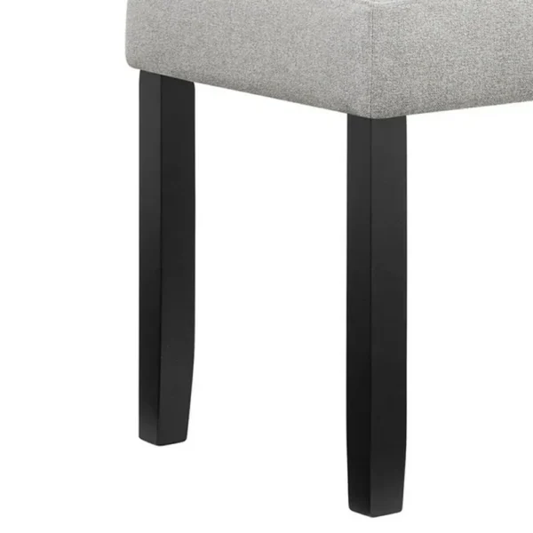 Riac Dining Bench, 41 Inch Dove Gray Fabric Seat, Black Wood Legs