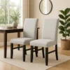 BM340151_6 Riac Set of 2 Side Dining Chairs, Black Wood, Dove Gray Fabric Seat