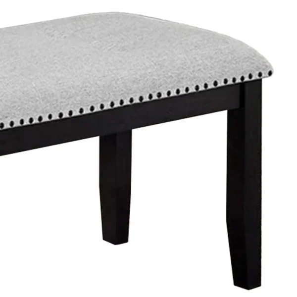 BM340153_1_5a29ad4e-7f83-4f11-a00c-5ed64ee1e06c Amber Dining Bench, Gray Fabric Seat w Nailheads, Black Wood, 48 Inch