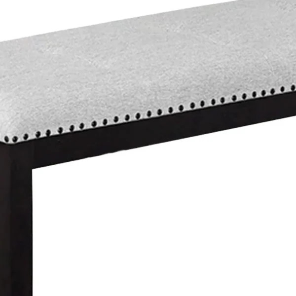 BM340153_2_ea064333-ac2a-4113-aabd-0dd91f1fd223 Amber Dining Bench, Gray Fabric Seat w Nailheads, Black Wood, 48 Inch
