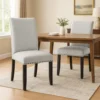 BM340154_6 Viem Dining Chair Set of 2, Black Wood, Gray Fabric Seat, Nailhead Trim