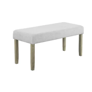 Koji Dining Bench, Gray Fabric Padded Seat, Brown Wood Frame, 42 Inch