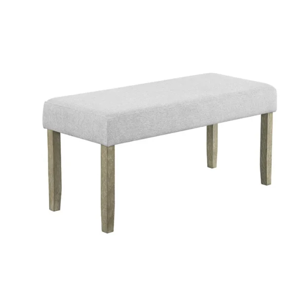 BM340155_2238af18-8090-4b2a-8c12-4b885526b814 Koji Dining Bench, Gray Fabric Padded Seat, Brown Wood Frame, 42 Inch